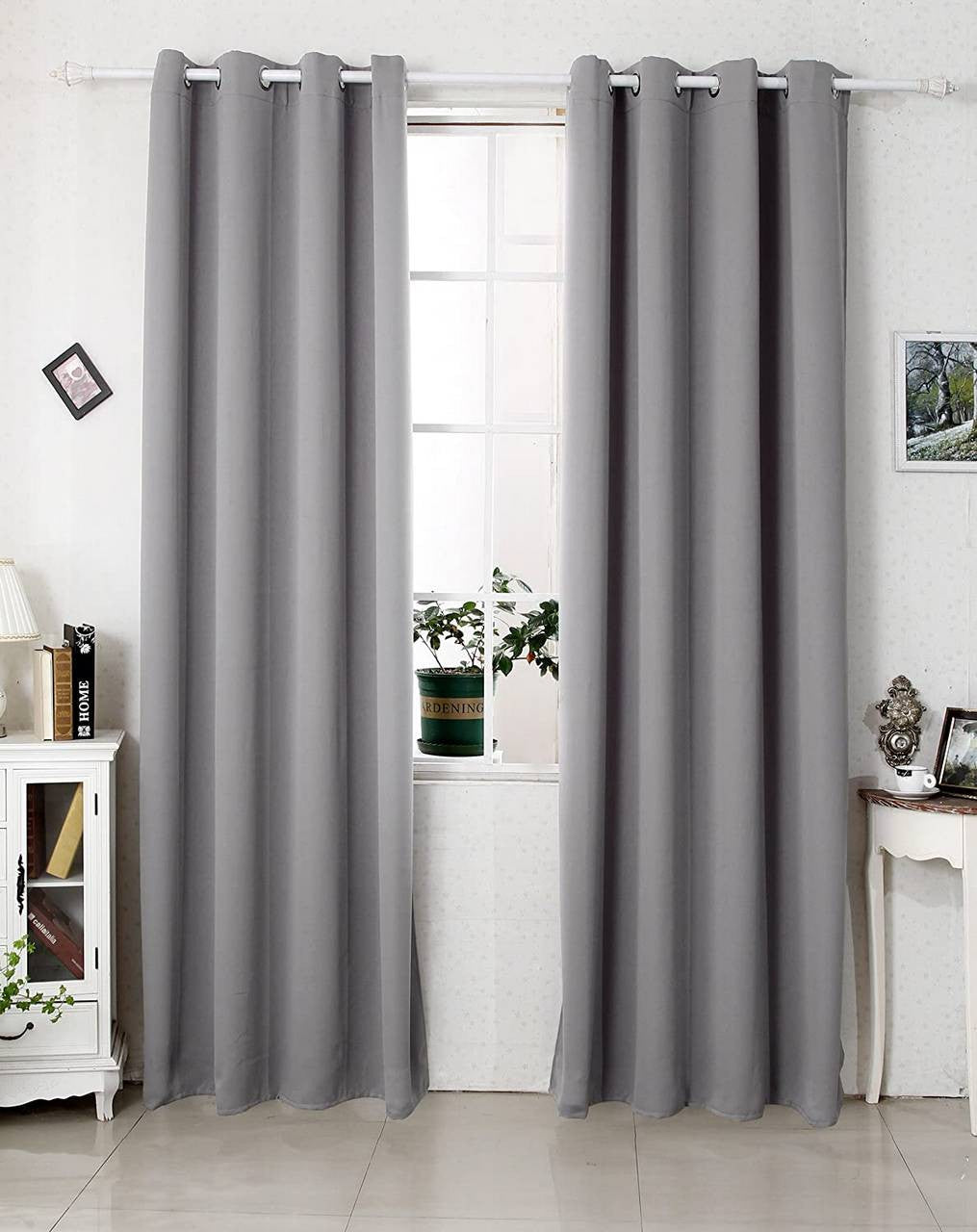 24goodz Thermal Curtain with Eyelets - Elegant Design - Energy Saving & Sound Absorbing - 100% Polyester - Dark Grey - 135x245 cm - dg