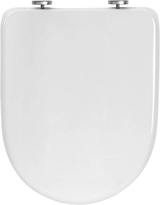 24goodz D-Shaped Toilet Seat - Soft-Close Mechanism - Easy Installation - Improved Plastic - White - 448x366mm
