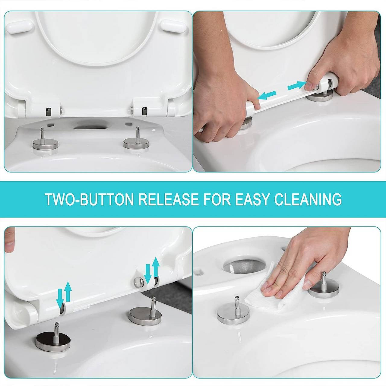 24goodz D-Shaped Toilet Seat - Soft-Close Mechanism - Easy Installation - Improved Plastic - White - 448x366mm