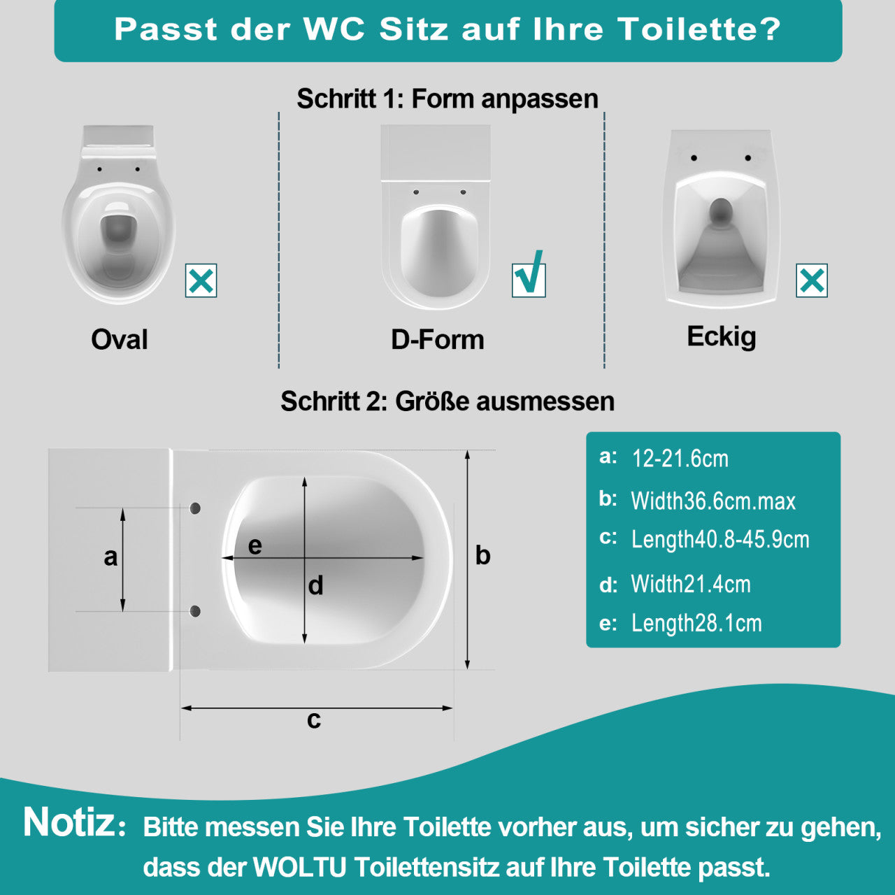 24goodz D-Shaped Toilet Seat - Soft-Close Mechanism - Easy Installation - Improved Plastic - White - 448x366mm