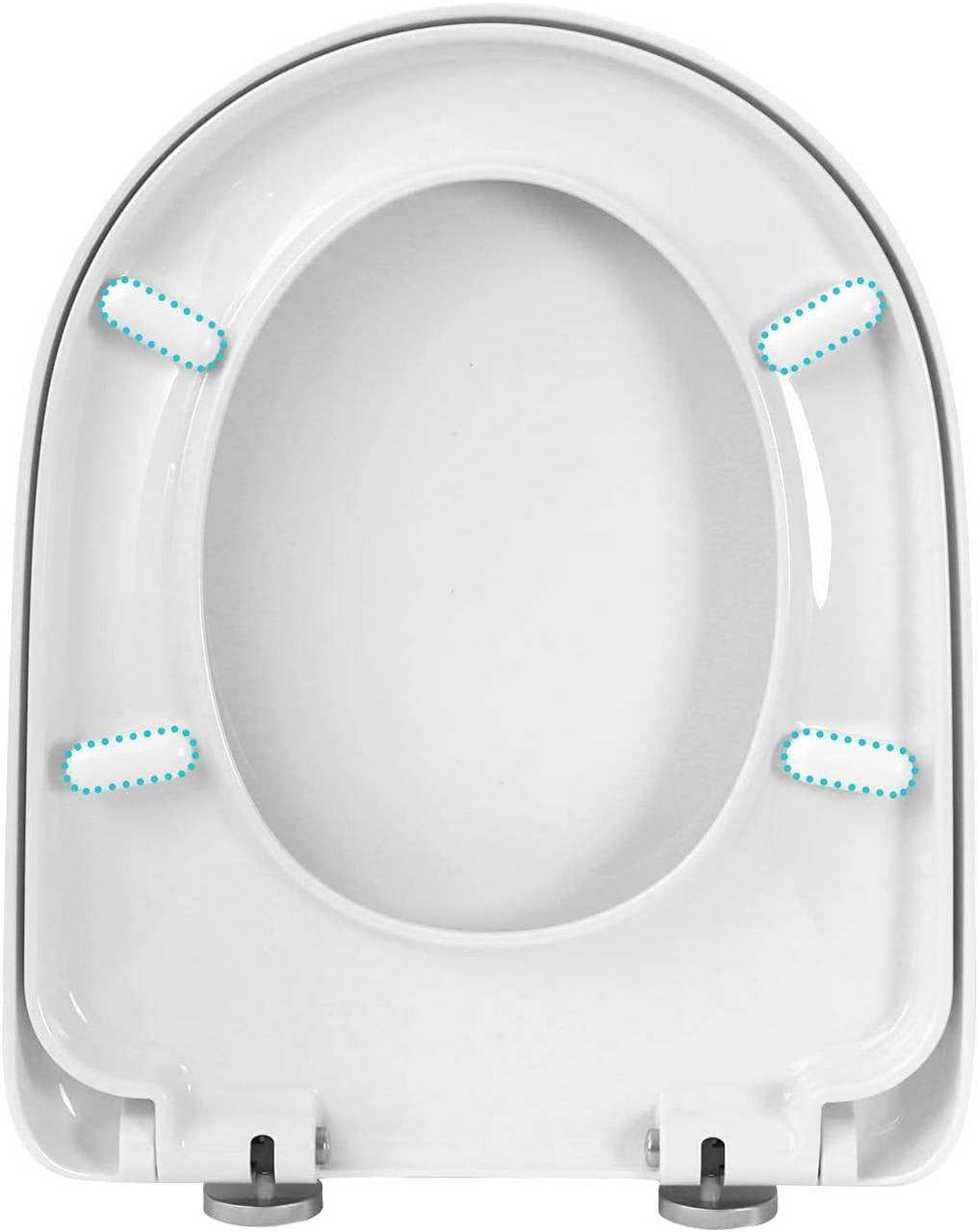 24goodz D-Shaped Toilet Seat - Soft-Close Mechanism - Easy Installation - Improved Plastic - White - 448x366mm