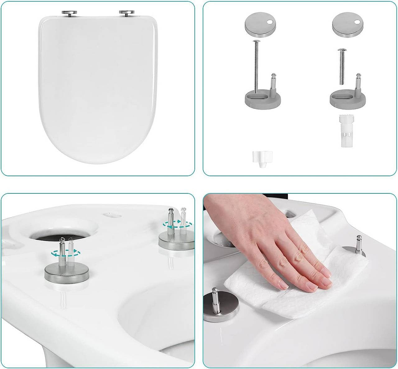 24goodz D-Shaped Toilet Seat - Soft-Close Mechanism - Easy Installation - Improved Plastic - White - 448x366mm