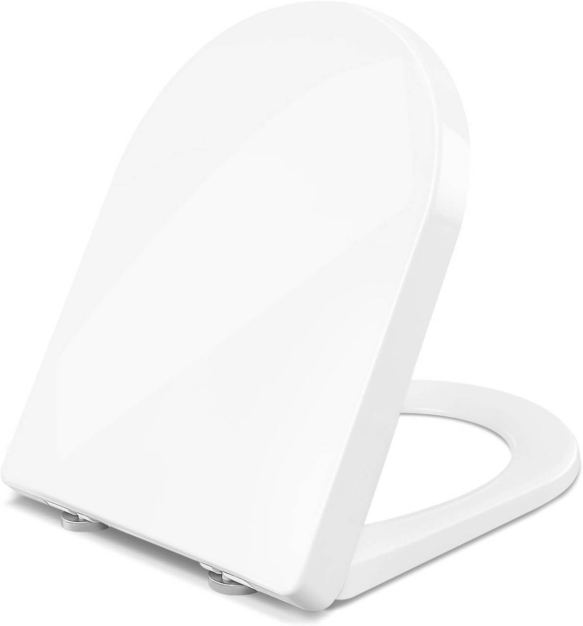 24goodz Toilet Seat with Soft-Close Mechanism - Easy to Clean - Durable Plastic - For Standard D-Toilets - White