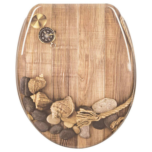 24goodz Toilet Seat with Soft-Close Mechanism - Stylish Maritime Design - Duroplast - Standard O-Shaped Toilets - 45.5 x 37.1 cm