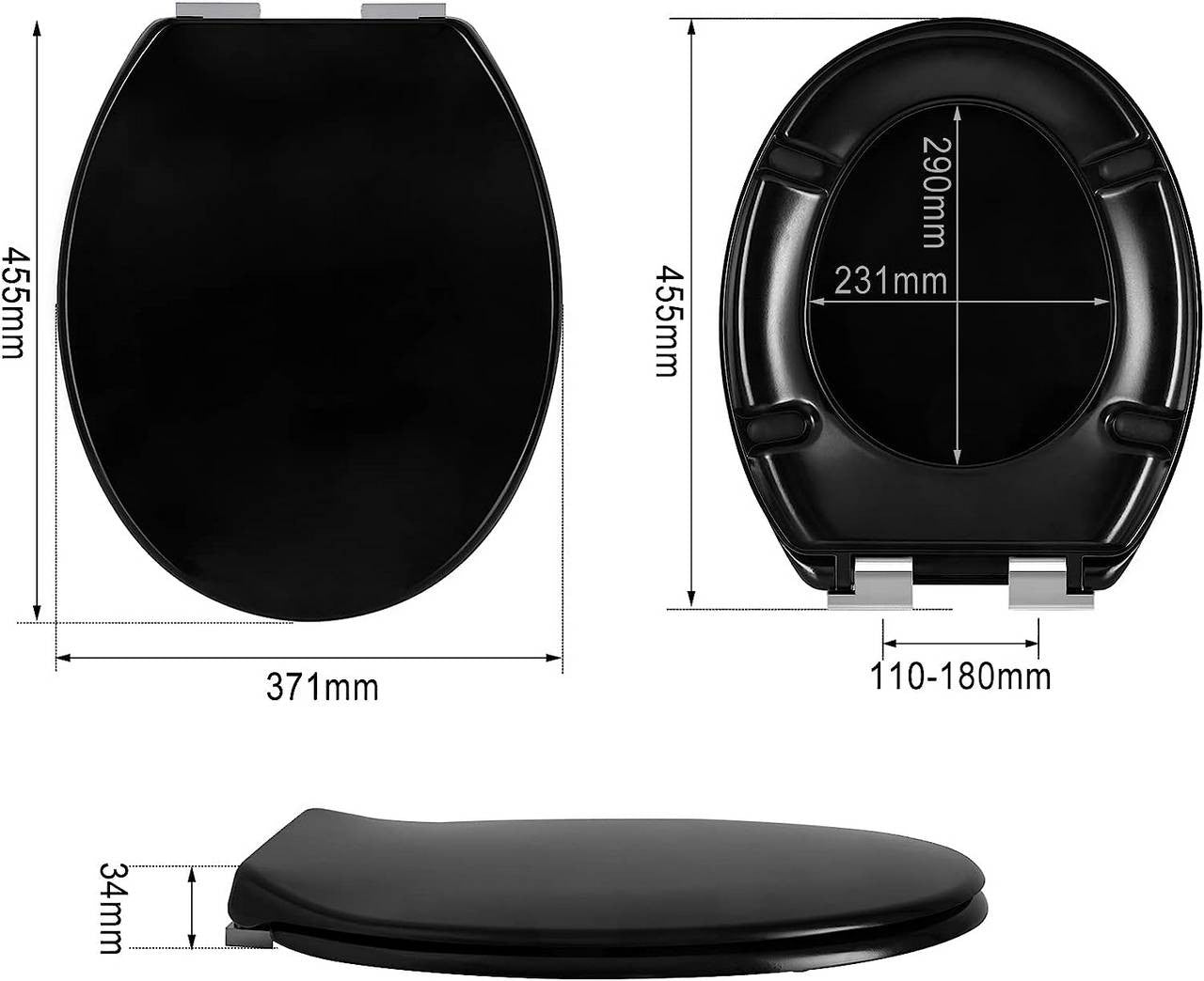 24goodz Oval Duroplast Toilet Seat - Soft-Close Mechanism - Durable - For Standard O-Shaped Toilets - Colourful - 37.1 x 45.5 cm