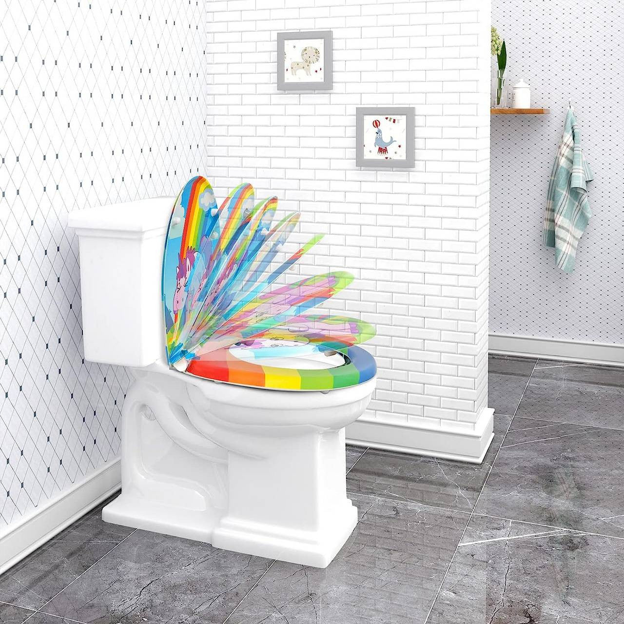 24goodz Duroplast Toilet Seat - Soft-Close Mechanism - Durable and Easy to Clean - Duroplast - For Standard Oval Toilets - Colourful