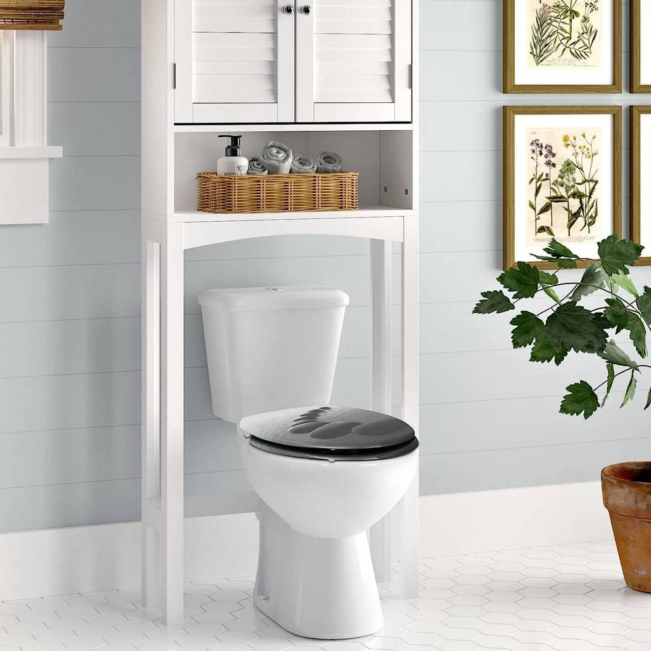 24goodz Duroplast Toilet Seat - Soft-Close Mechanism - Quick Release Function - Duroplast - For Standard O-Shaped Toilets - Black Stone