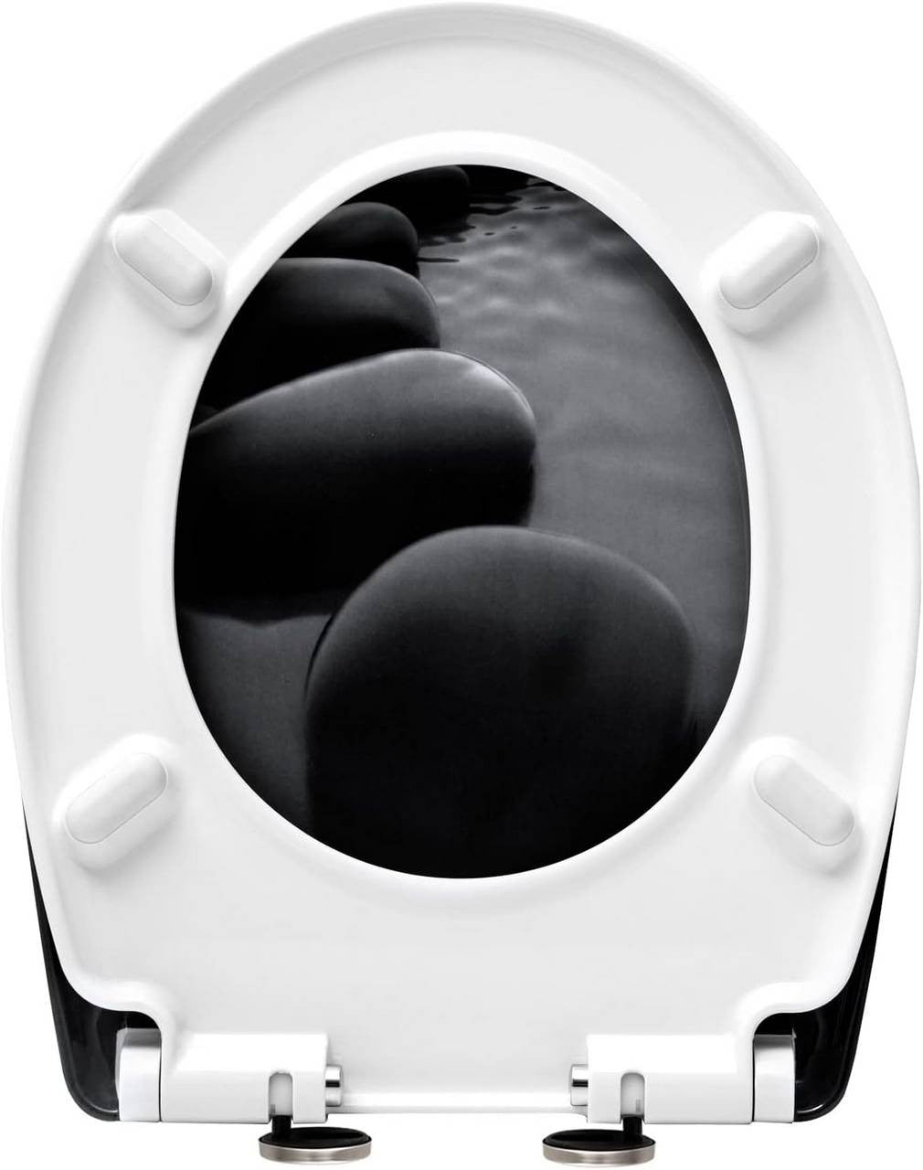 24goodz Duroplast Toilet Seat - Soft-Close Mechanism - Quick Release Function - Duroplast - For Standard O-Shaped Toilets - Black Stone