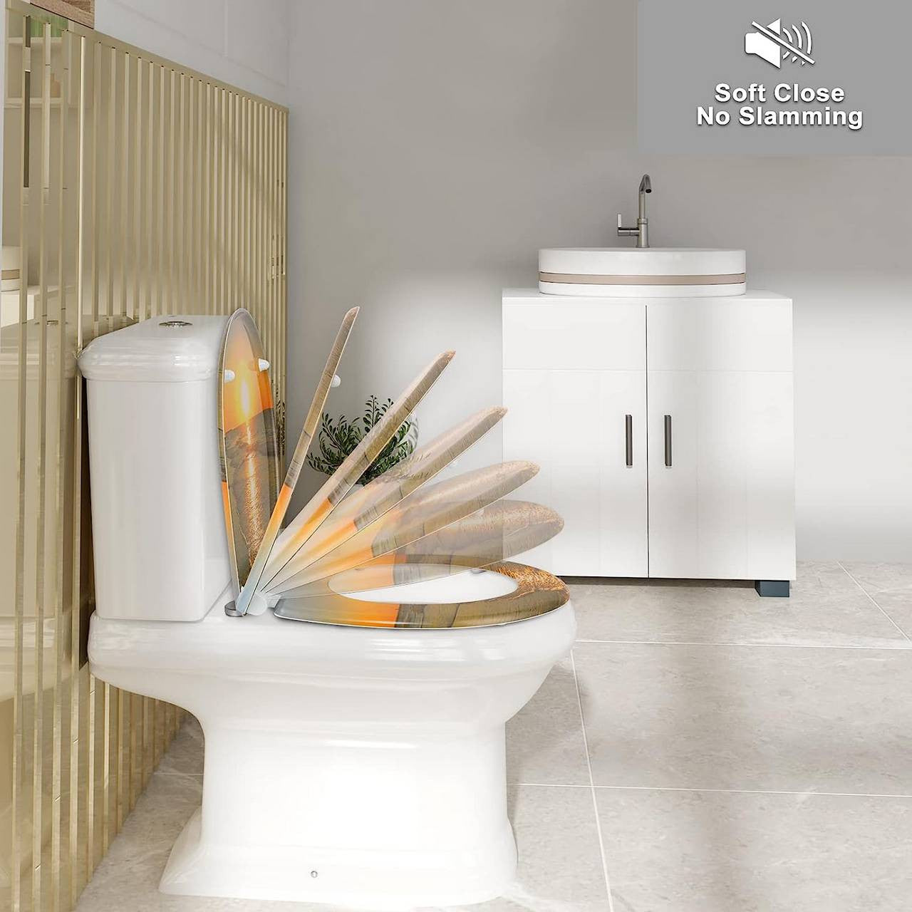 24goodz Duroplast Toilet Seat - Soft-Close Mechanism - Easy Clean Quick Release - Premium Duroplastic - White - O-shaped 371x458 mm