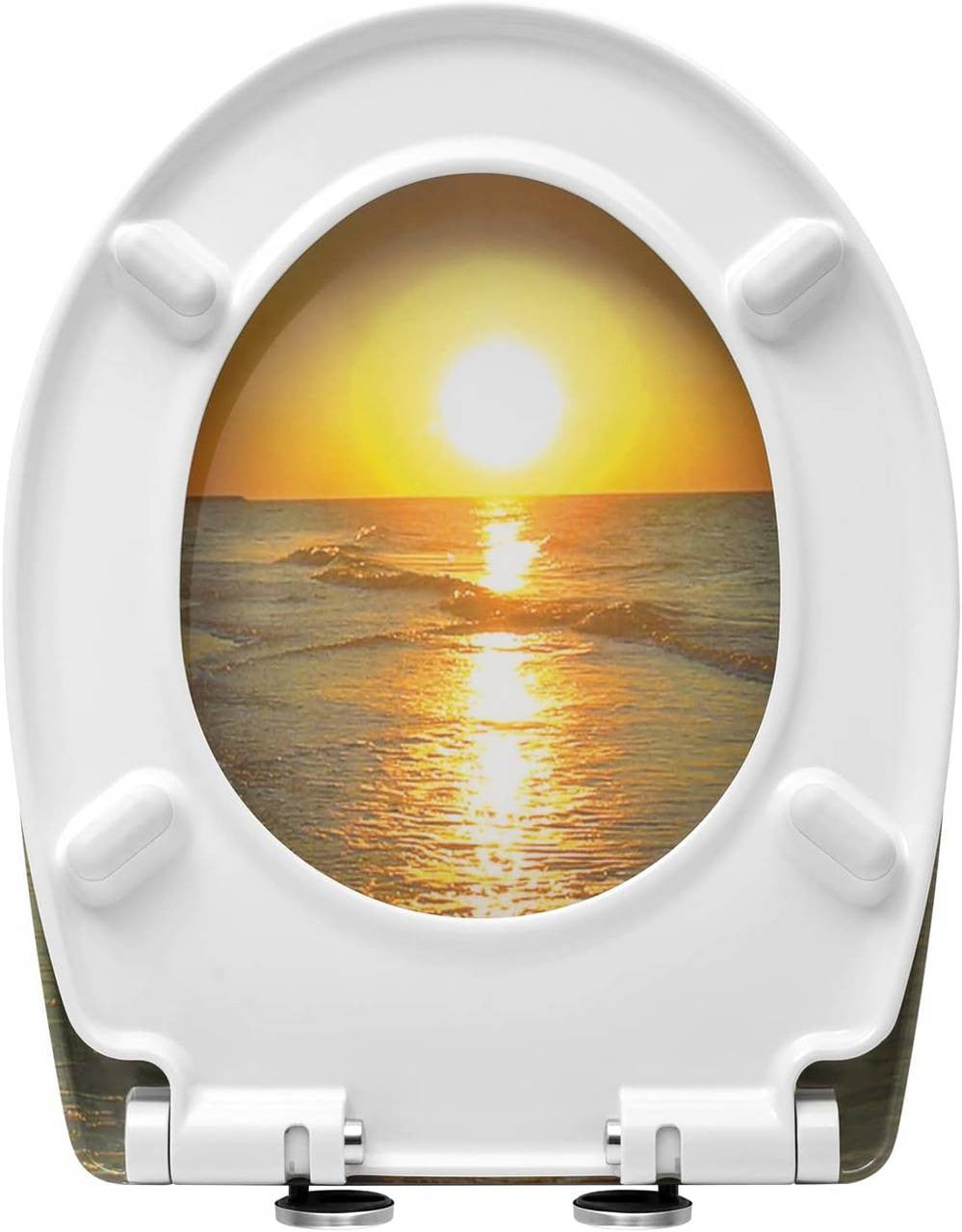 24goodz Duroplast Toilet Seat - Soft-Close Mechanism - Easy Clean Quick Release - Premium Duroplastic - White - O-shaped 371x458 mm