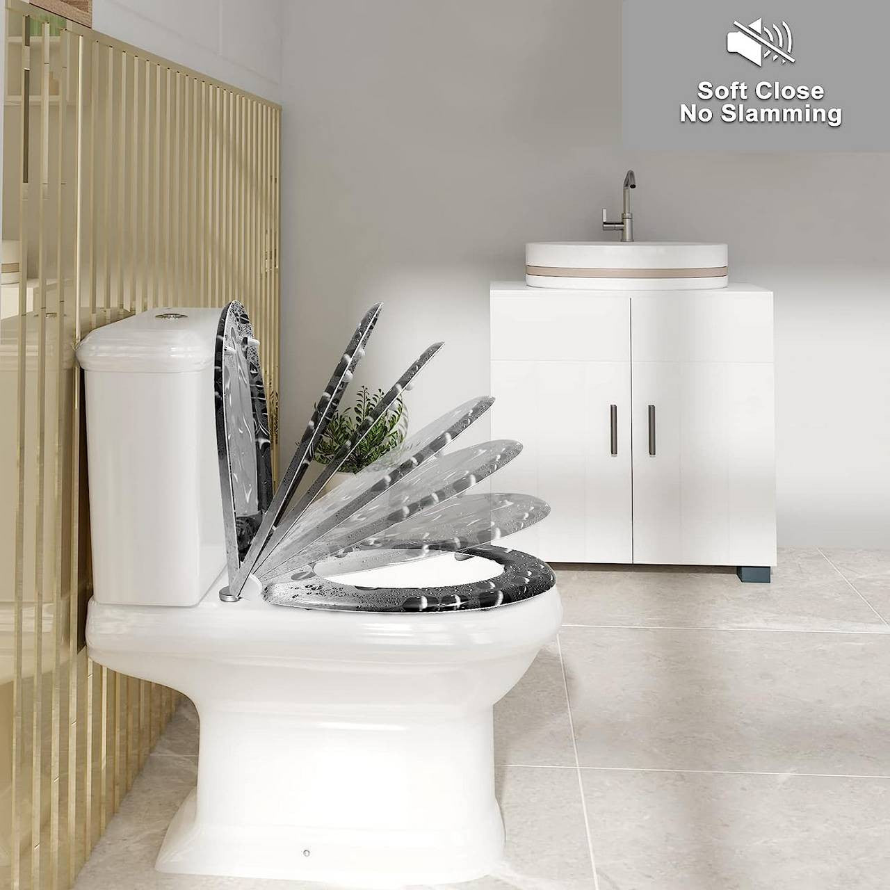 24goodz Duroplast Toilet Seat - Soft-Close Mechanism - Easy Cleaning - Duroplast - For Everyone - Multicolour