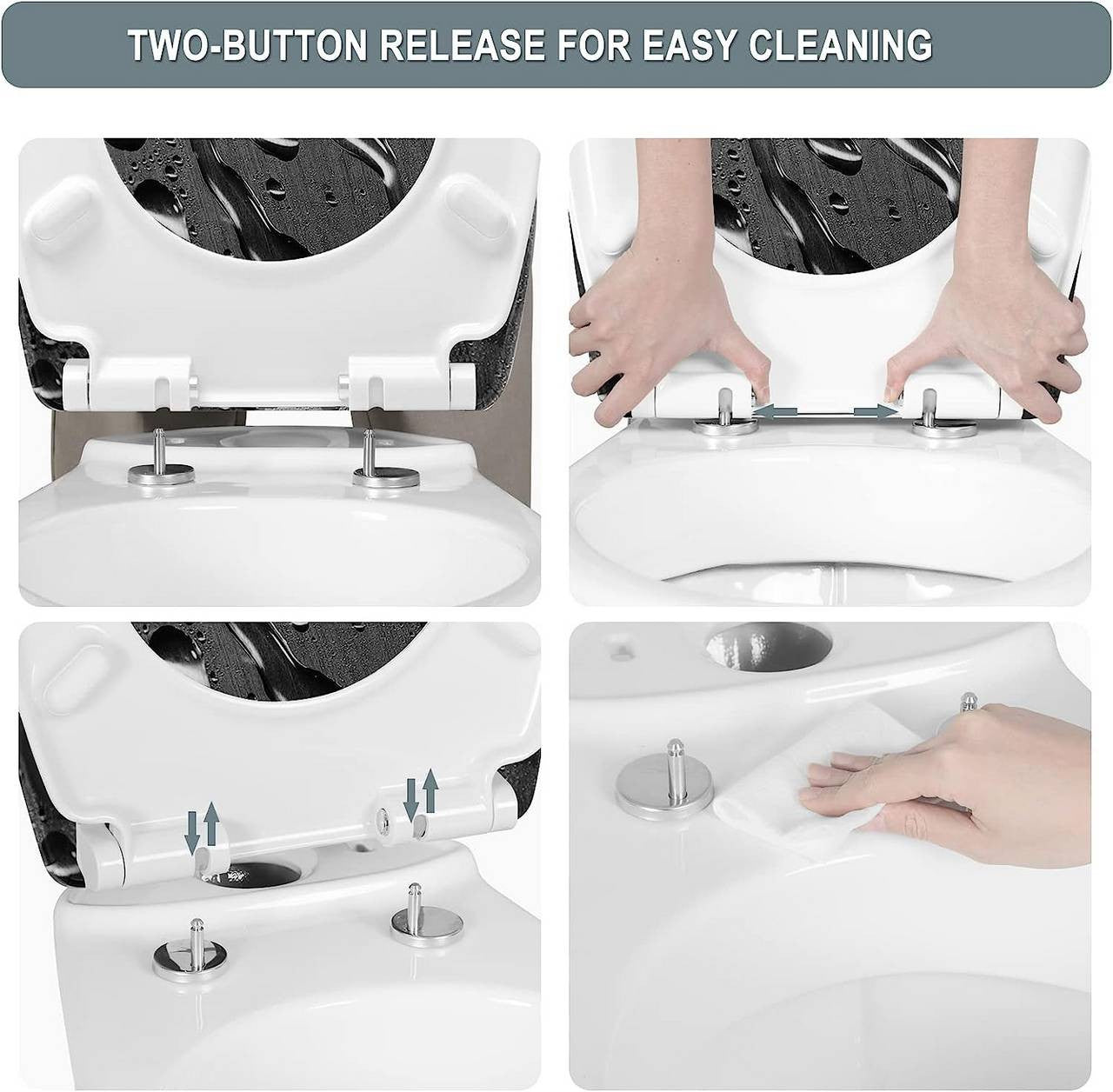 24goodz Duroplast Toilet Seat - Soft-Close Mechanism - Easy Cleaning - Duroplast - For Everyone - Multicolour