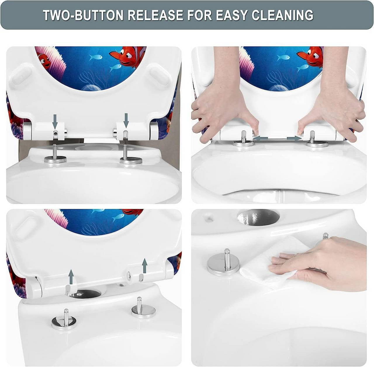 24goodz Duroplast Toilet Seat - Soft-Close Mechanism - Quick Release for Easy Cleaning - Duroplastic - White - O-Shape 371x458 mm