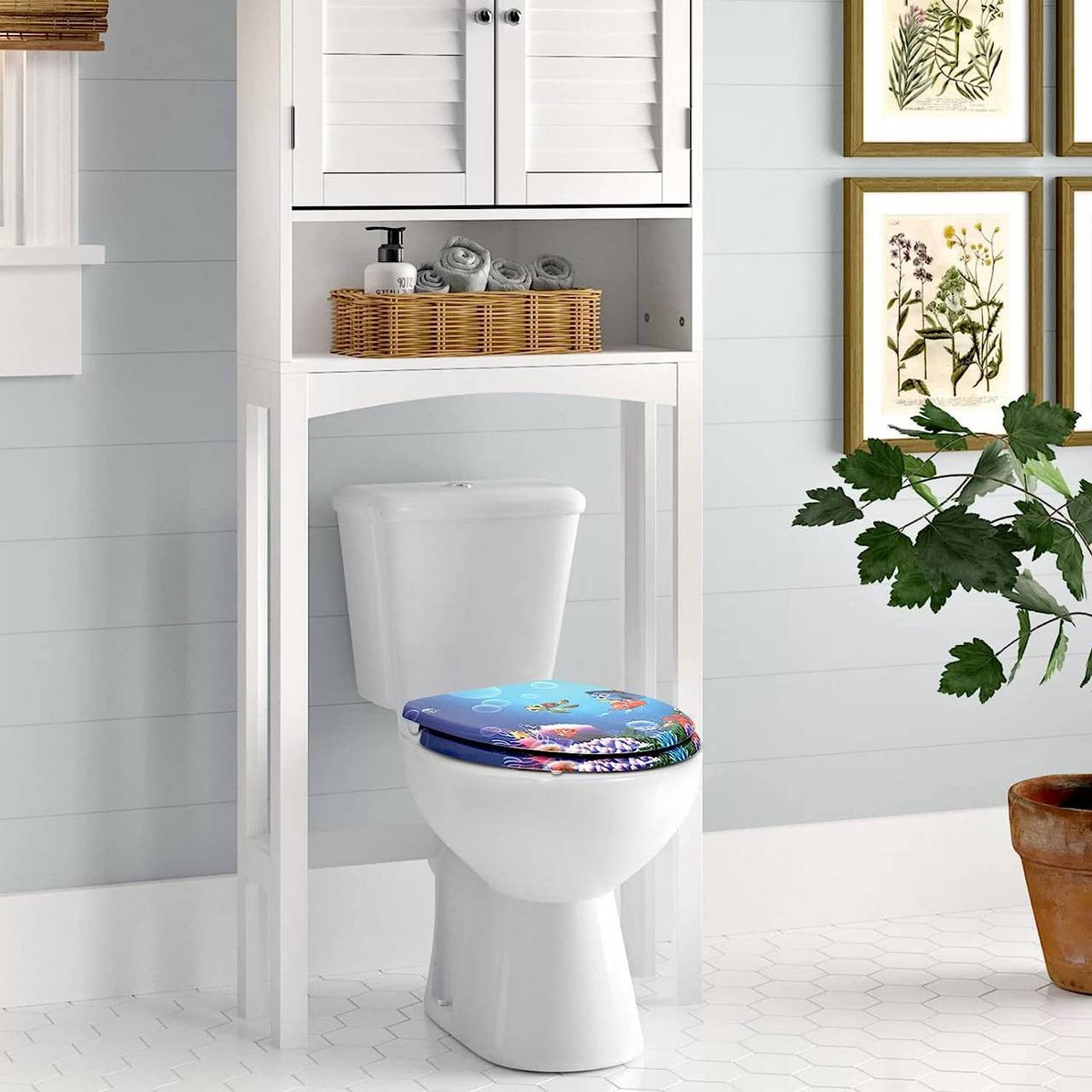 24goodz Duroplast Toilet Seat - Soft-Close Mechanism - Quick Release for Easy Cleaning - Duroplastic - White - O-Shape 371x458 mm