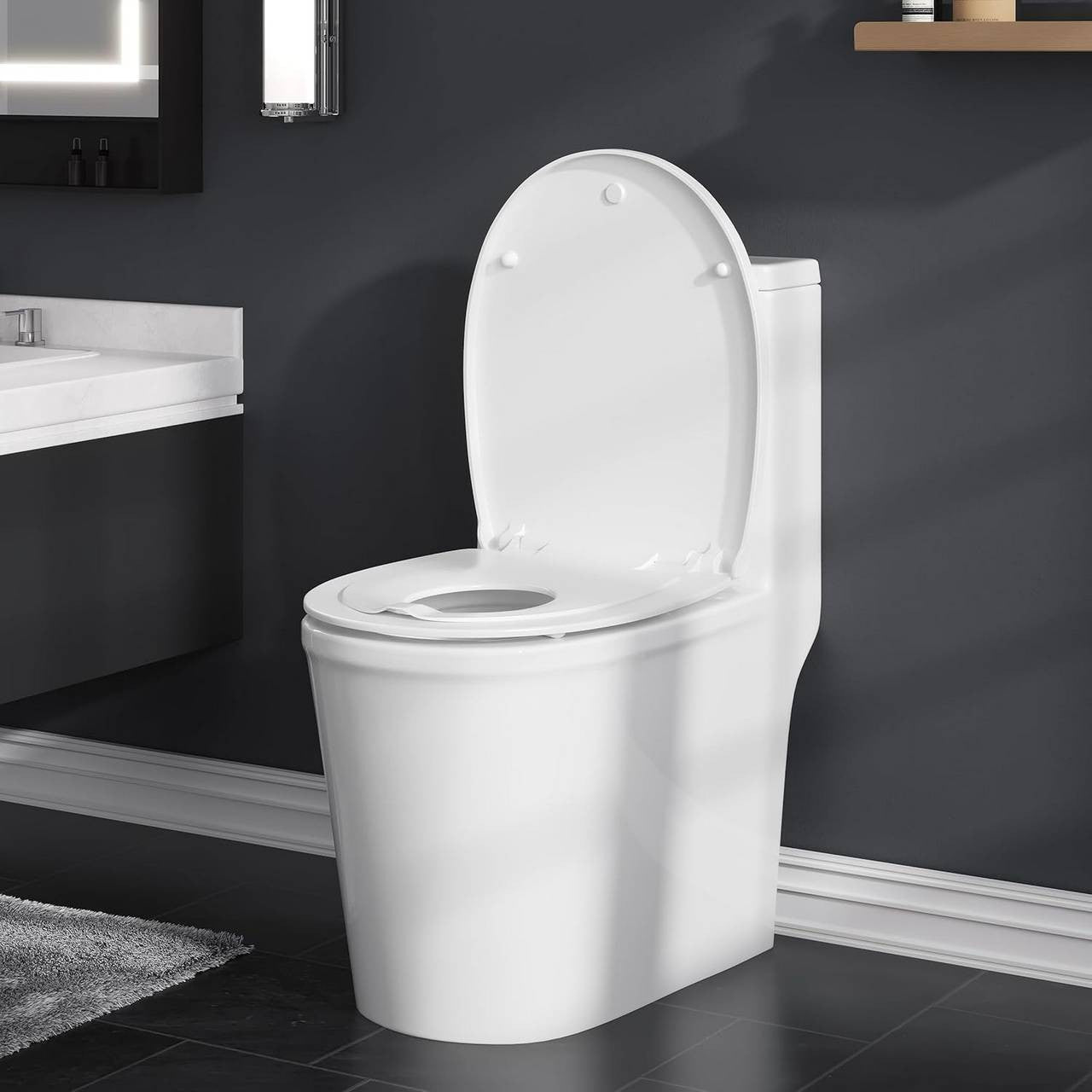 24goodz Family Toilet Seat with Soft Close - Built-in Child Seat - Duroplast - For Families - White