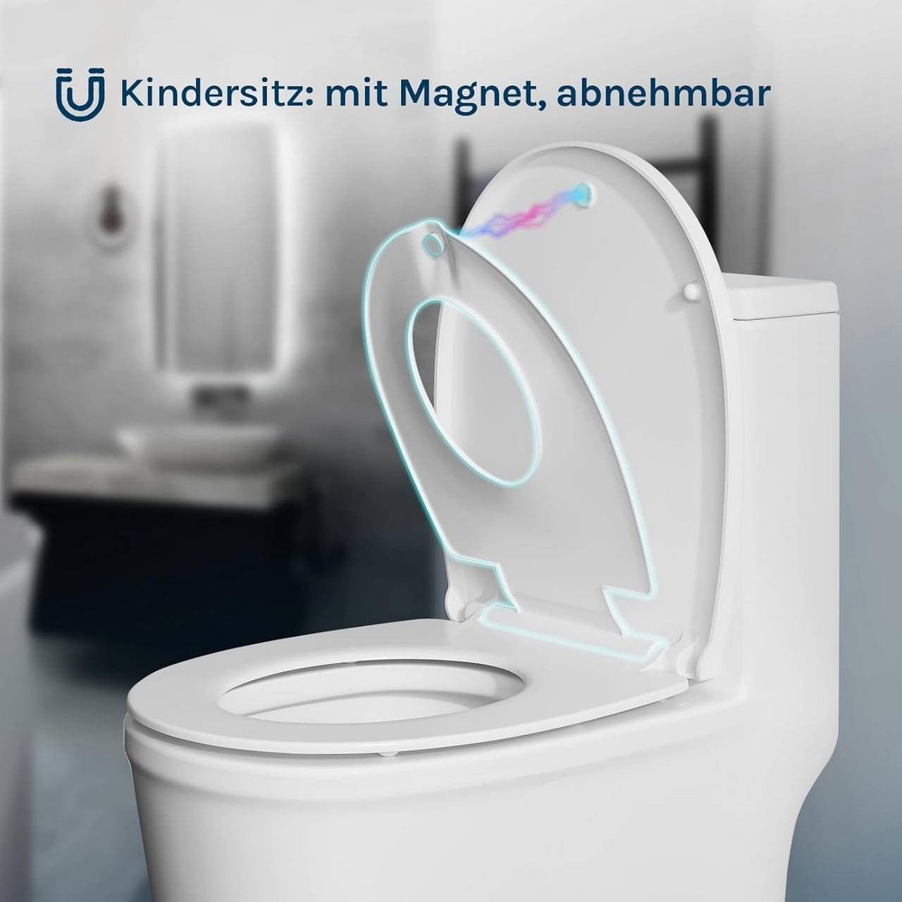 24goodz Family Toilet Seat with Soft Close - Built-in Child Seat - Duroplast - For Families - White