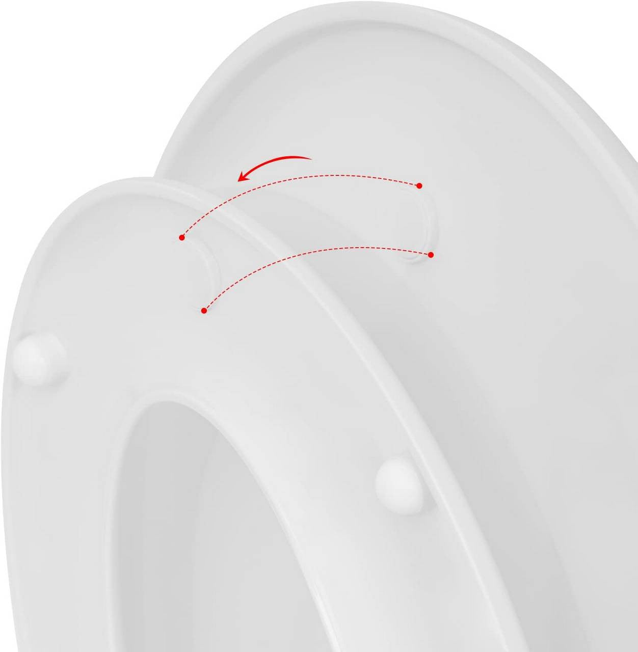 24goodz Toilet Seat with Soft-Close Mechanism - Ideal for Families - Durable MDF and Stainless Steel - White - Oval Shape