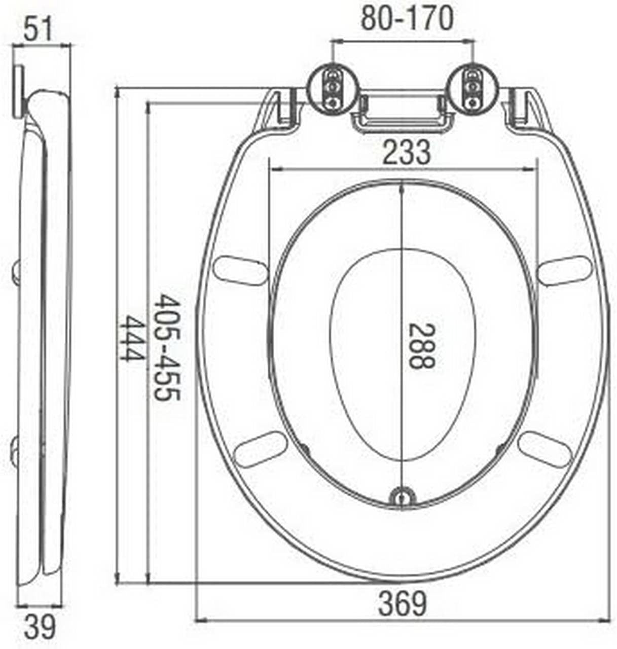 24goodz Toilet Seat with Soft-Close Mechanism - Ideal for Families - Durable MDF and Stainless Steel - White - Oval Shape
