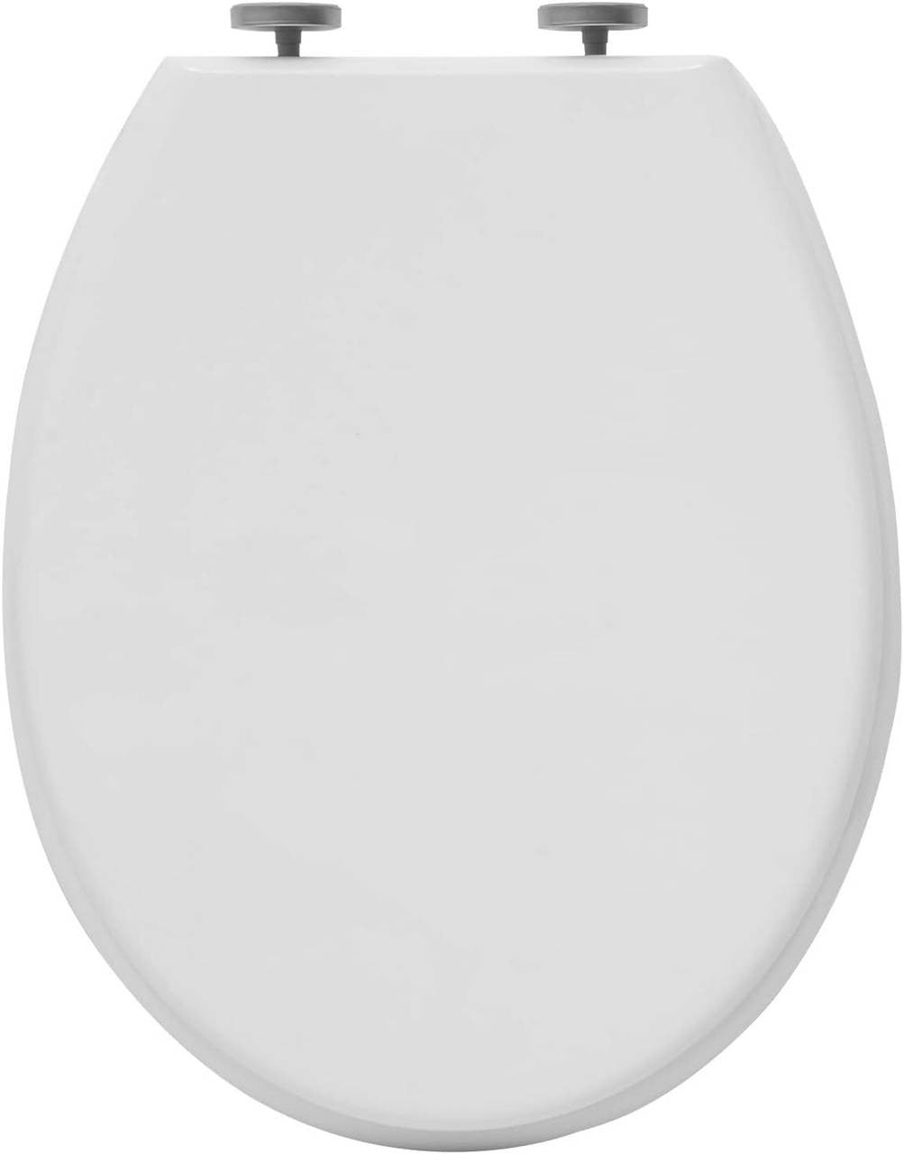 24goodz Toilet Seat with Soft-Close Mechanism - Ideal for Families - Durable MDF and Stainless Steel - White - Oval Shape