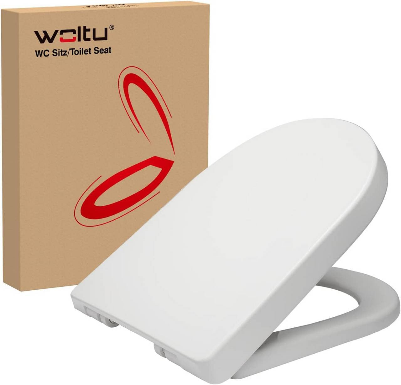 24goodz Soft-Close Toilet Seat - Quiet and Gentle Closing - PP Material - For Standard D-Shaped Toilets - White
