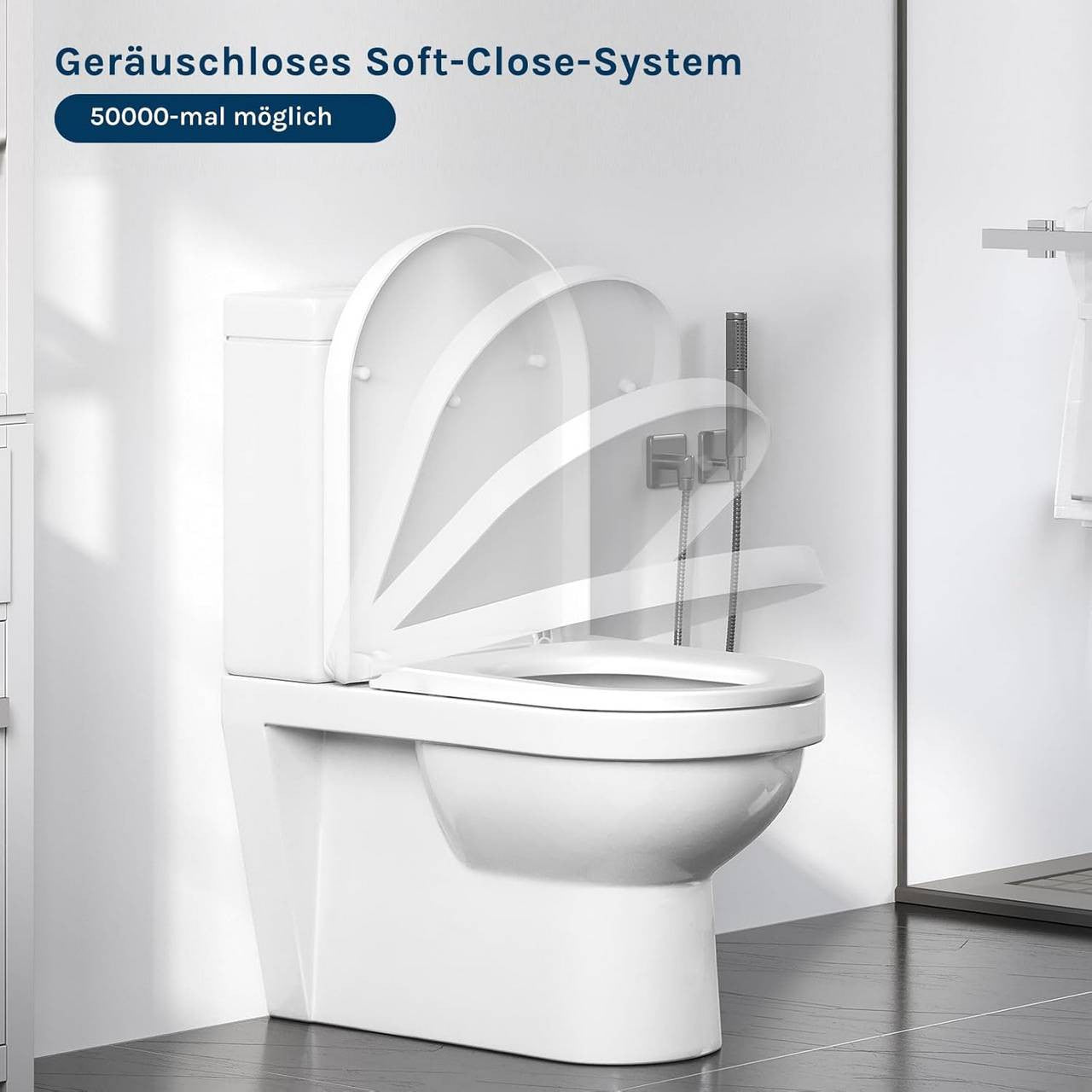 24goodz Soft-Close Toilet Seat - Quiet and Gentle Closing - PP Material - For Standard D-Shaped Toilets - White