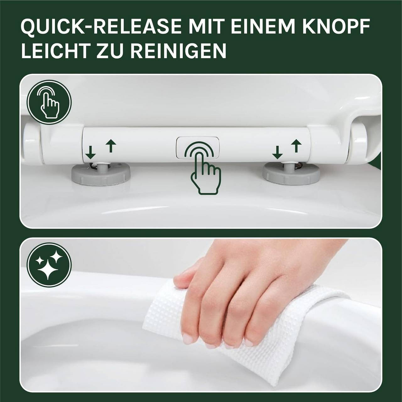 24goodz Soft-Close Toilet Seat - Quiet Closure - Easy to Clean - Plastic - For Oval Toilets - White