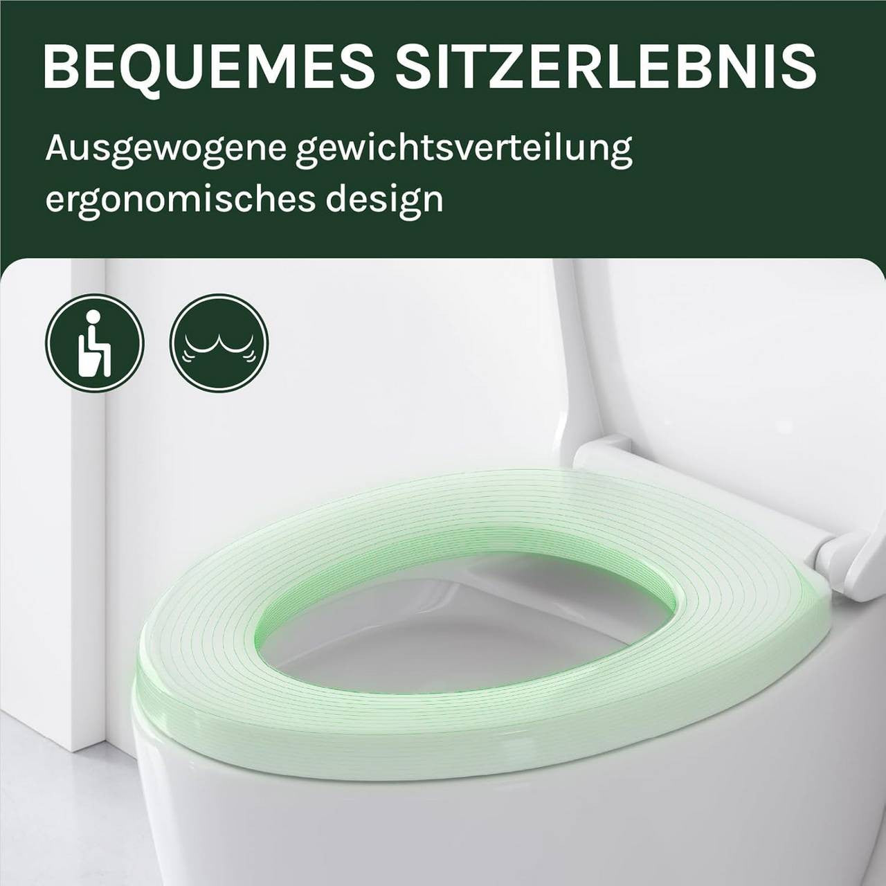 24goodz Soft-Close Toilet Seat - Quiet Closure - Easy to Clean - Plastic - For Oval Toilets - White