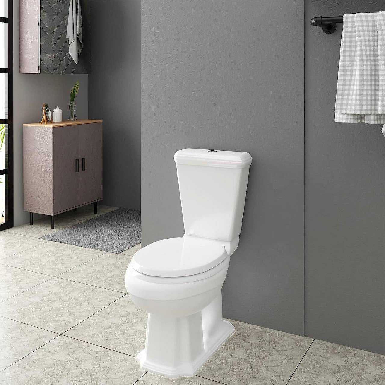 24goodz Automatic Soft-Close Toilet Seat - Quiet Closing Mechanism - Easy Installation - Plastic - For Standard O-Shaped Toilets - White