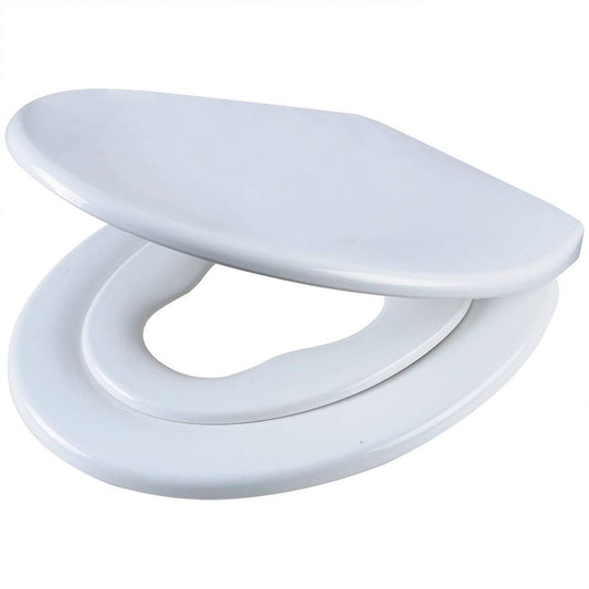 24goodz Toilet Seat with Integrated Soft-Close Child Seat - Ideal for Families - Durable Plastic - White - 45.4 x 37.1 cm