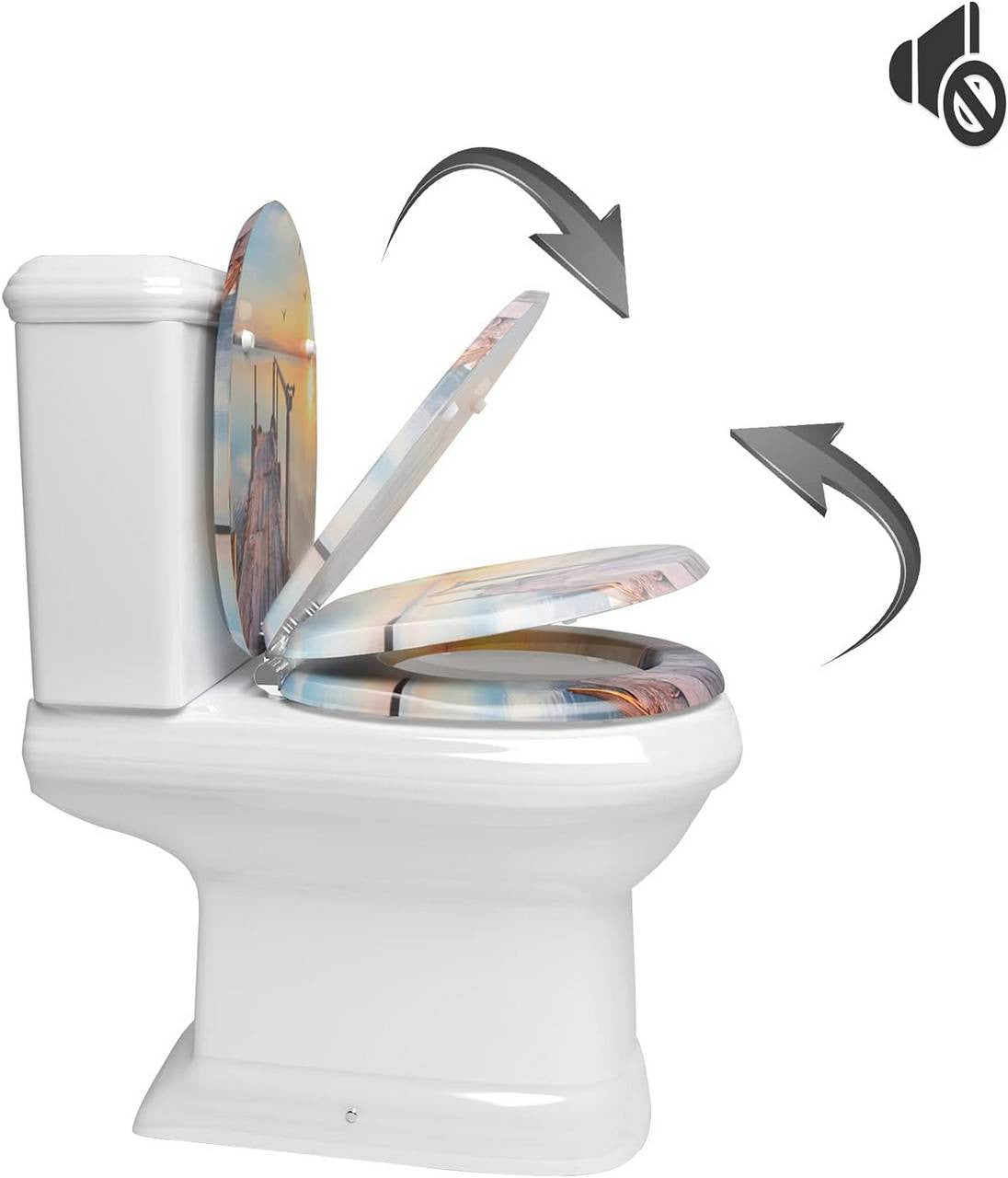 24goodz Soft-Close Toilet Seat - Antibacterial and Durable - MDF - Universal Fit - Printed Design