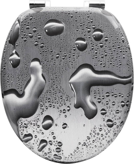 24goodz Soft-Close Toilet Seat - Antibacterial and Water-Repellent - MDF - Universal Fit - Grey