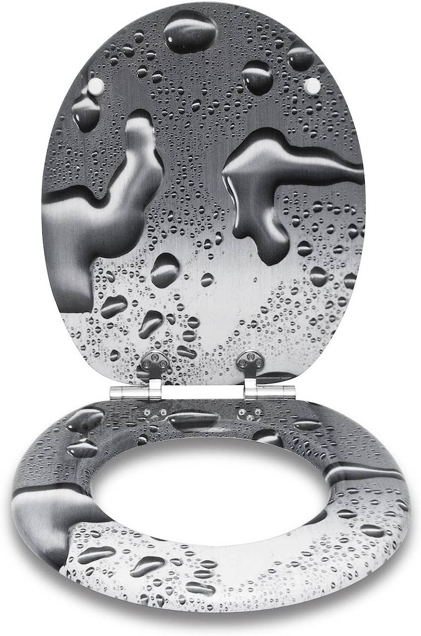 24goodz Soft-Close Toilet Seat - Antibacterial and Water-Repellent - MDF - Universal Fit - Grey