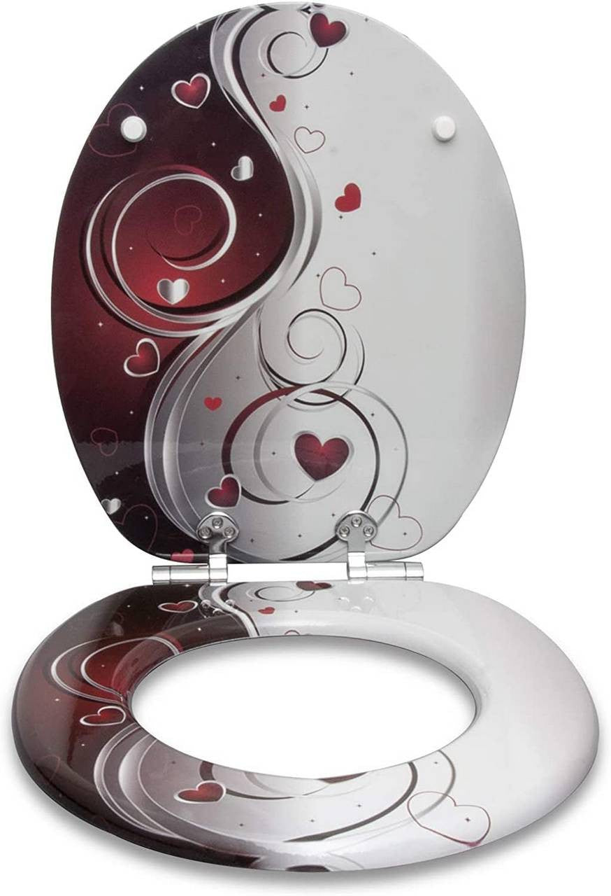24goodz Soft-Close Toilet Seat - Antibacterial and Water-Resistant - MDF - Universal Fit - Oval Shape - Printed Design