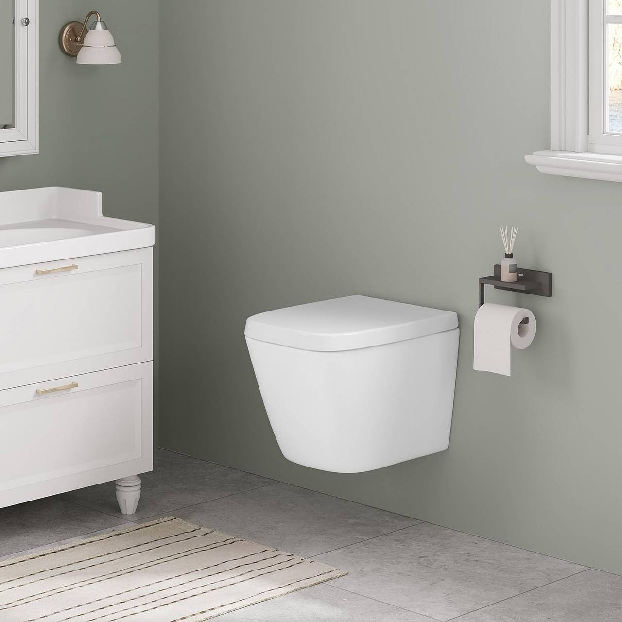 24goodz Square Toilet Seat with Soft-Close Mechanism - Quick-Release for Easy Cleaning - Duroplast - White - 45.5 x 36.7 x 5.4 cm