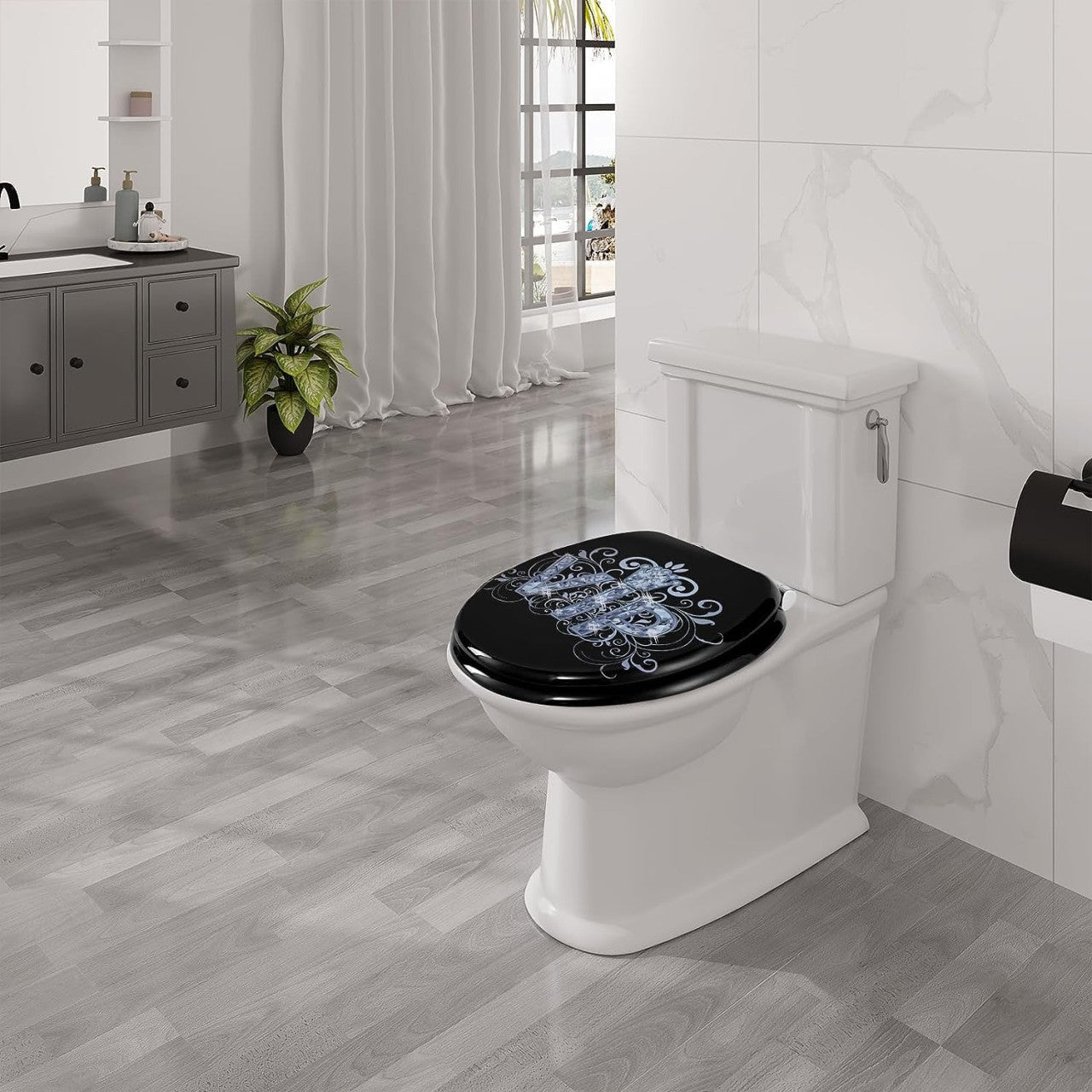 24goodz Soft-Close Toilet Seat - Quiet and Gentle Closure - MDF - Universal Fit - Multi-Printed
