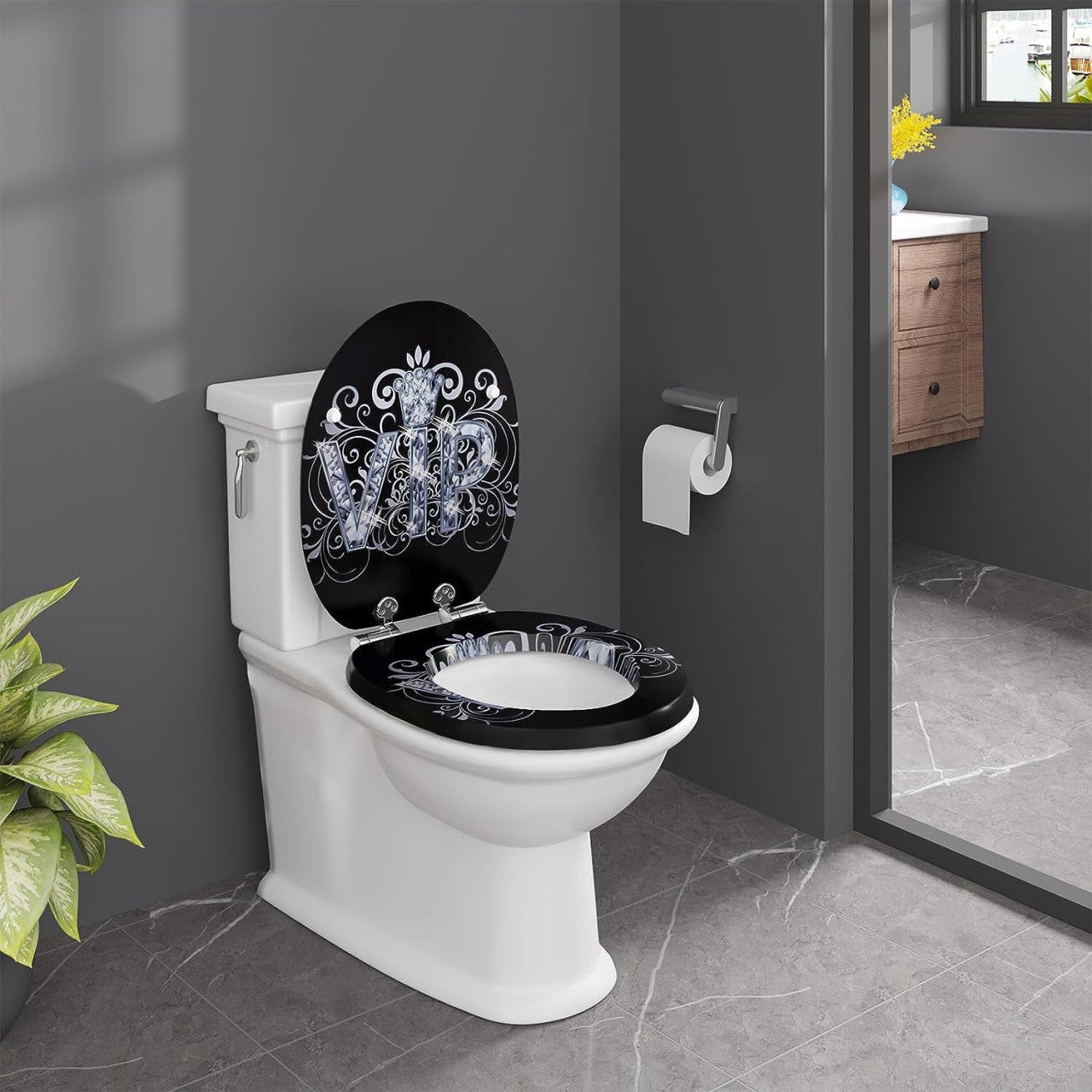 24goodz Soft-Close Toilet Seat - Quiet and Gentle Closure - MDF - Universal Fit - Multi-Printed