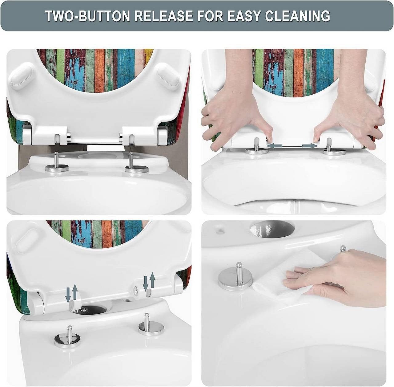 24goodz Duroplast Toilet Seat - Soft-Close Mechanism - Easy Clean Quick Release - Duroplast - White - 45.5 cm x 37.1 cm