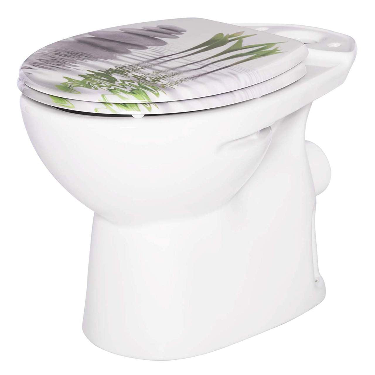 24goodz Duroplast Toilet Seat - Soft-Close Mechanism - Antibacterial and Durable - Duroplast - Universal Fit - Green Tulip