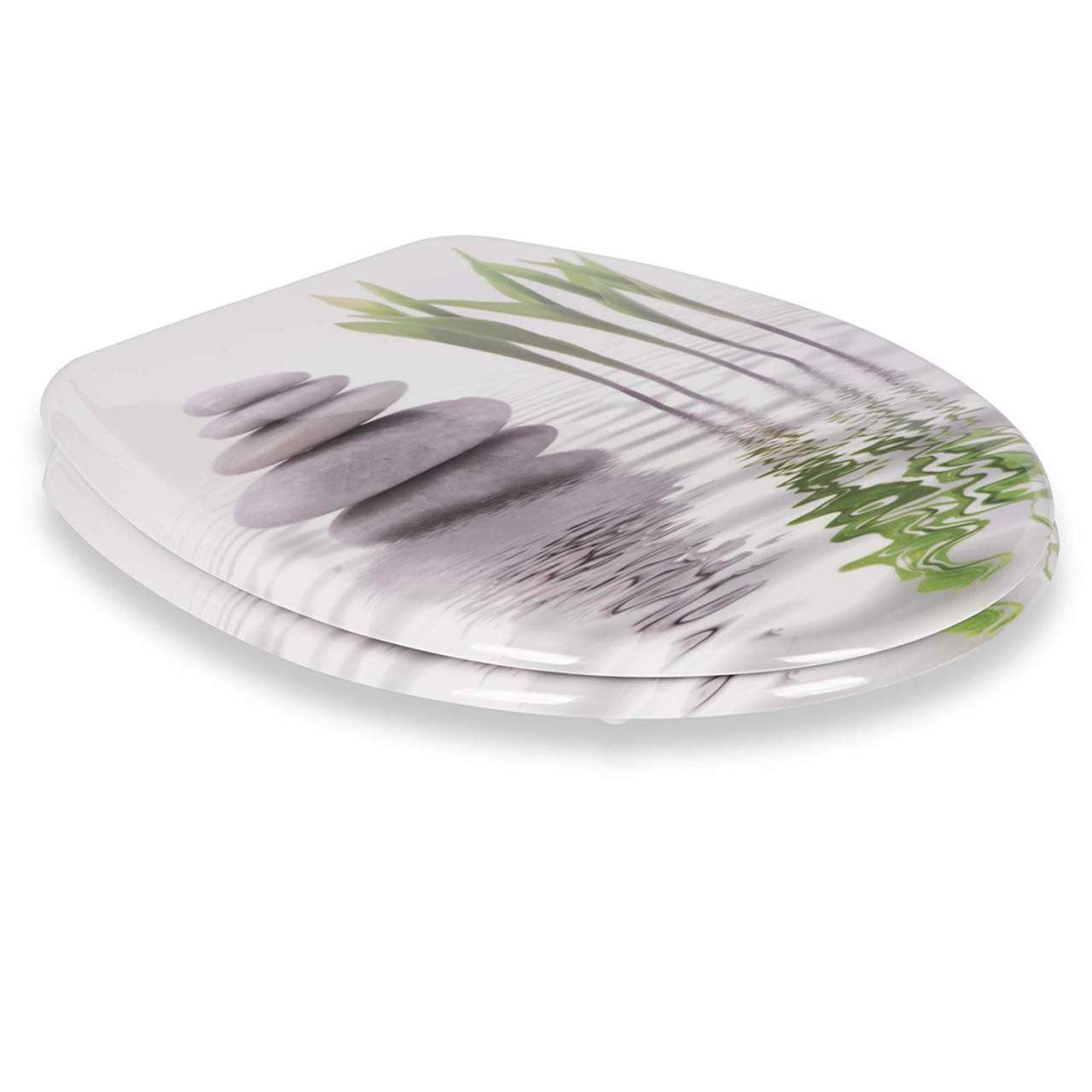 24goodz Duroplast Toilet Seat - Soft-Close Mechanism - Antibacterial and Durable - Duroplast - Universal Fit - Green Tulip
