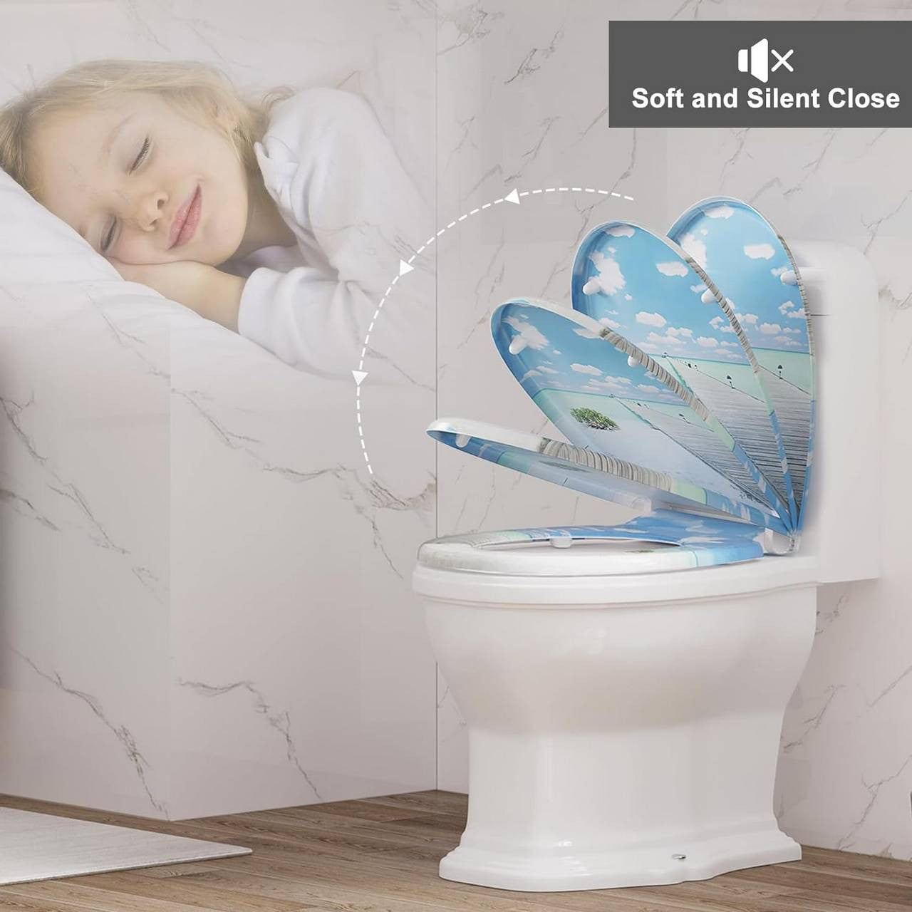 24goodz Oval Toilet Seat - Soft-Close Mechanism - Easy to Clean - Duroplast - Suitable for Standard Toilets - Bridge Blue