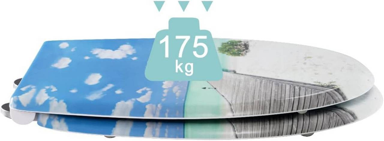 24goodz Oval Toilet Seat - Soft-Close Mechanism - Easy to Clean - Duroplast - Suitable for Standard Toilets - Bridge Blue