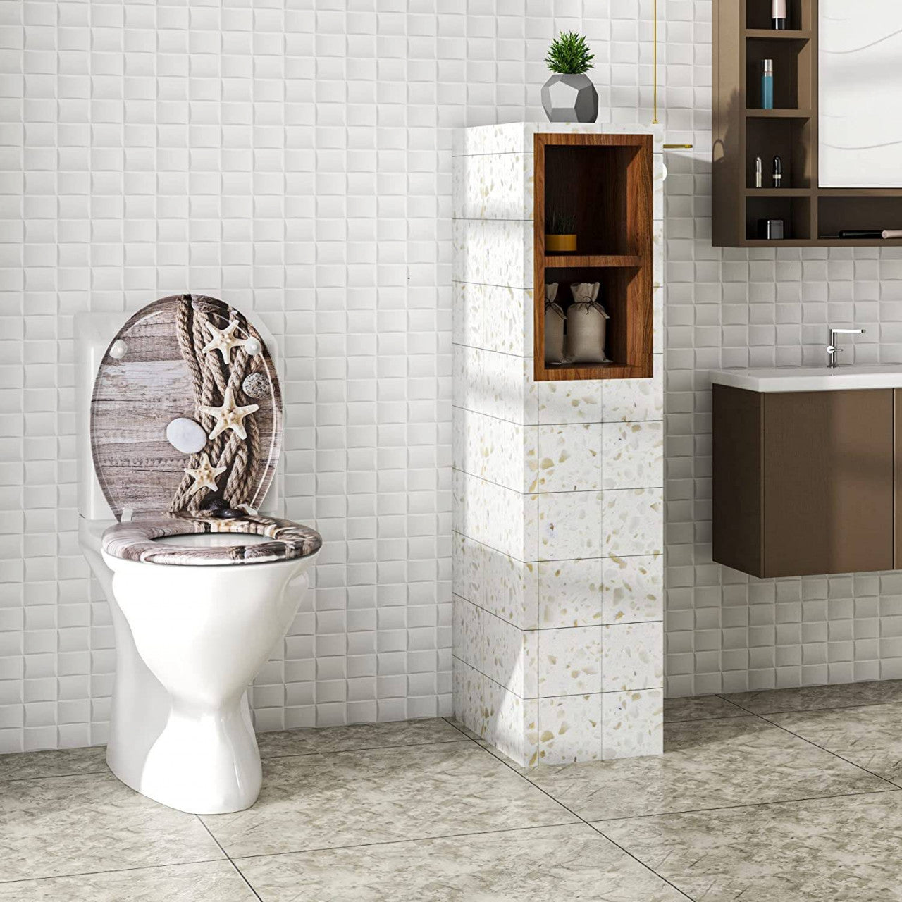 24goodz Soft-Close Toilet Seat - Easy to Clean - Antibacterial Duroplast - For Everyone - White