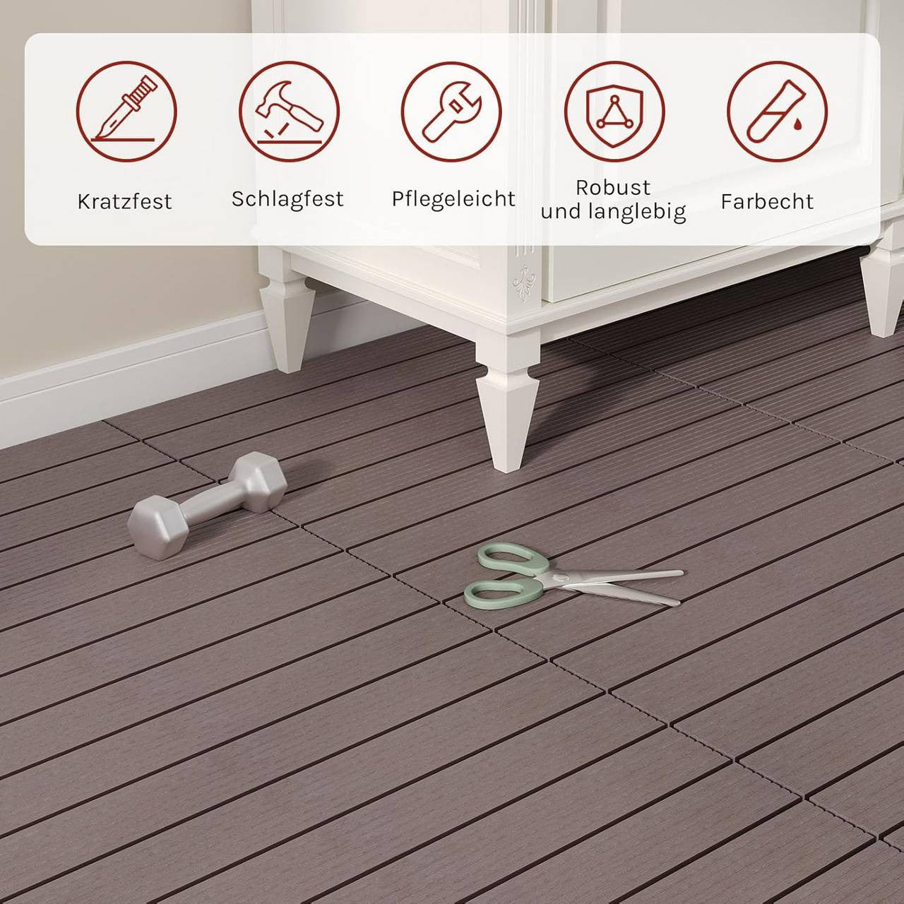 24goodz WPC Decking Tiles - Durable and Weather Resistant - WPC - For Outdoor Spaces - Brown