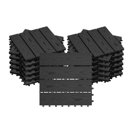 24goodz Decking Tiles - Quick and Easy Installation - Durable Weather Resistance - WPC - For Indoor and Outdoor Use - Anthracite