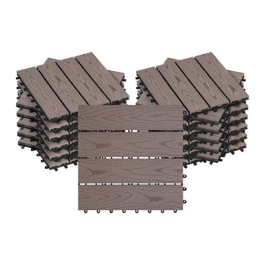 24goodz Decking Tiles - Robust and Durable - Quick and Easy Installation - WPC - For Indoor and Outdoor Use - Brown