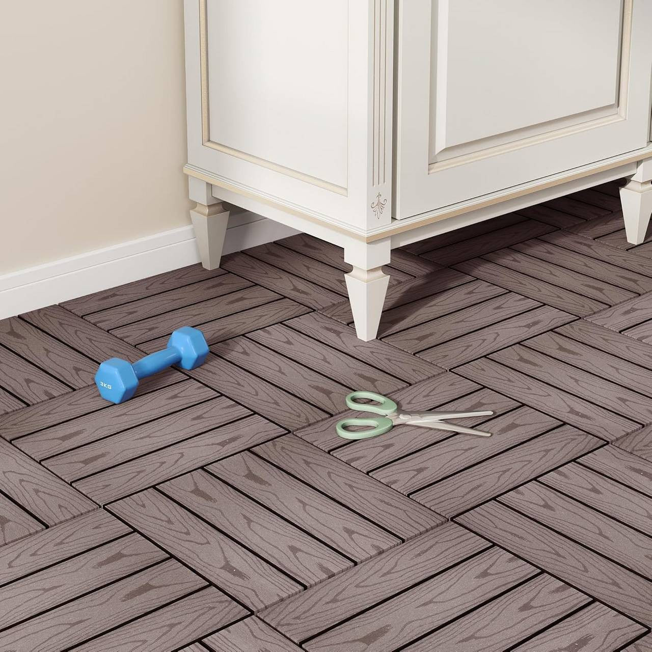 24goodz Decking Tiles - Robust and Durable - Quick and Easy Installation - WPC - For Indoor and Outdoor Use - Brown