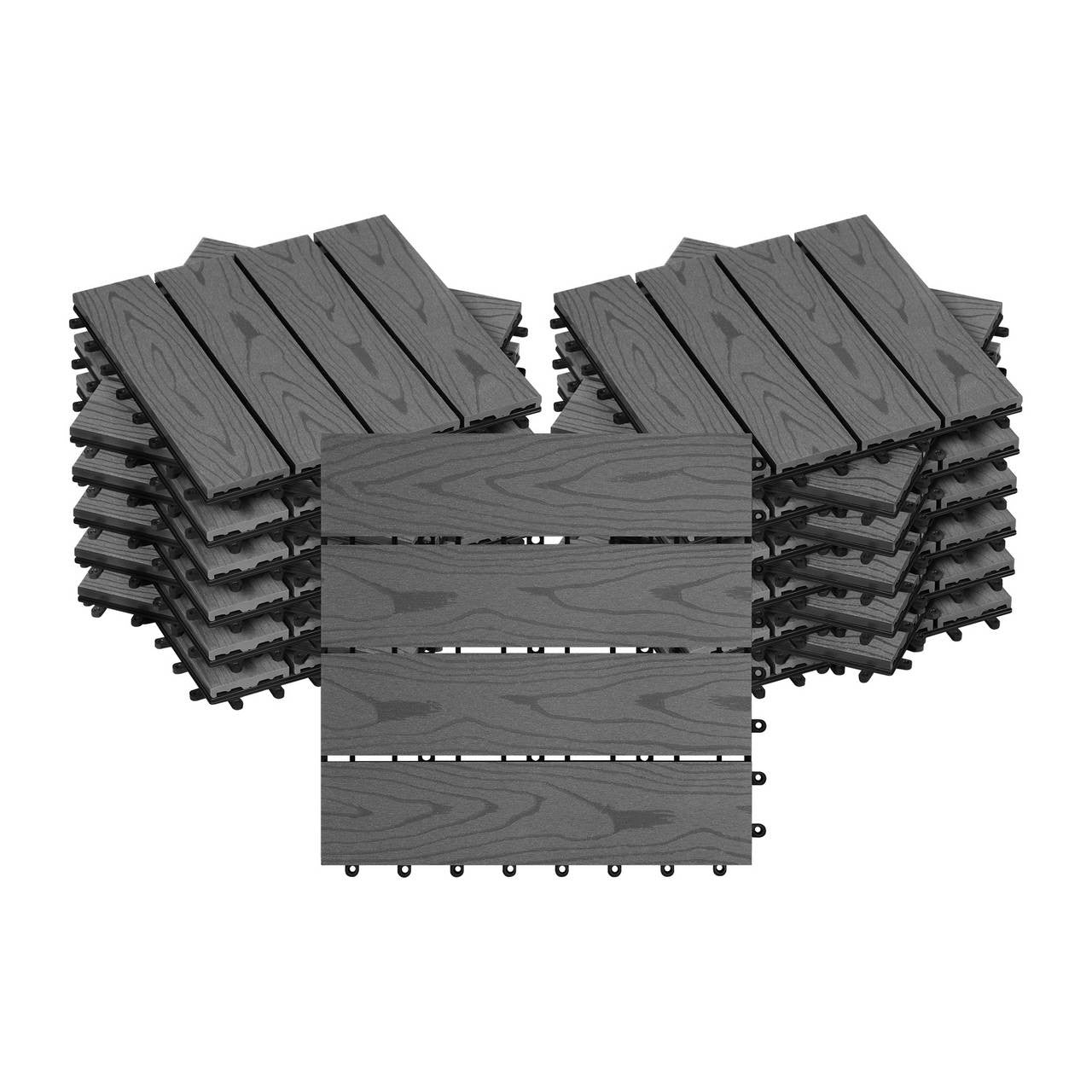 24goodz Decking Tiles - Quick and Easy Installation - Durable WPC Material - 30x30cm - Grey