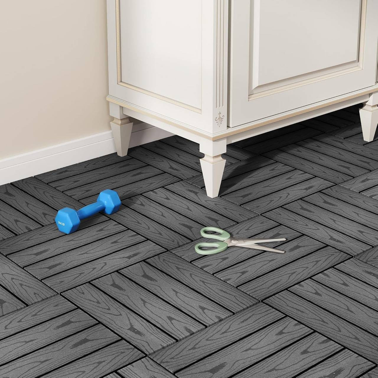 24goodz Decking Tiles - Quick and Easy Installation - Durable WPC Material - 30x30cm - Grey