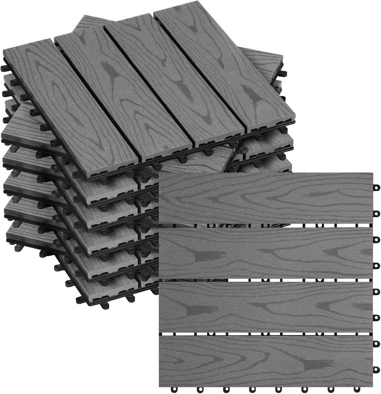 24goodz
WPC Decking Tiles Wood Look, Floor Covering with Interlocking System, 11 PcsLichtgrijs - hgr