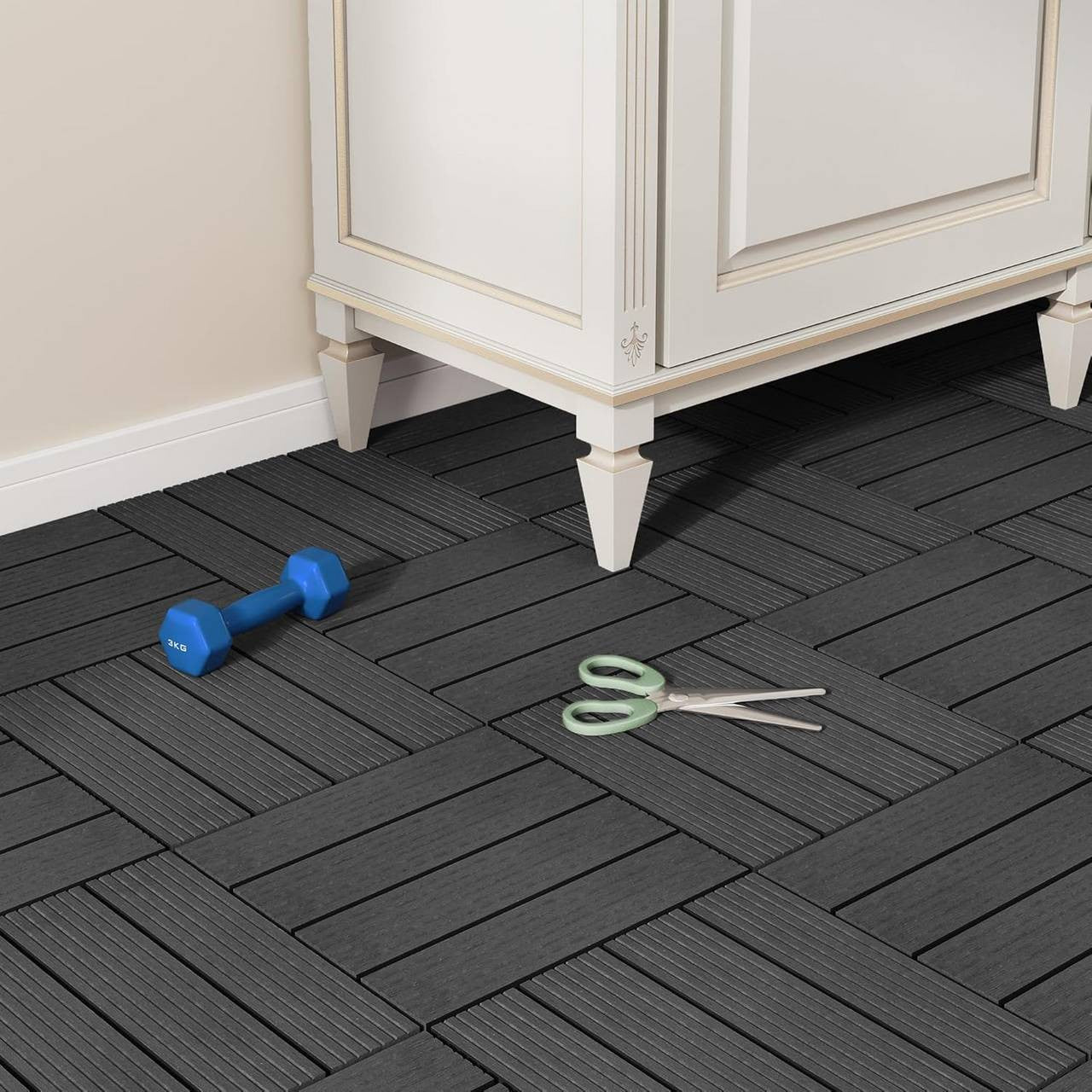 24goodz WPC Decking Tiles - Durable and Weather Resistant - WPC - For Outdoor and Indoor Use - Anthracite